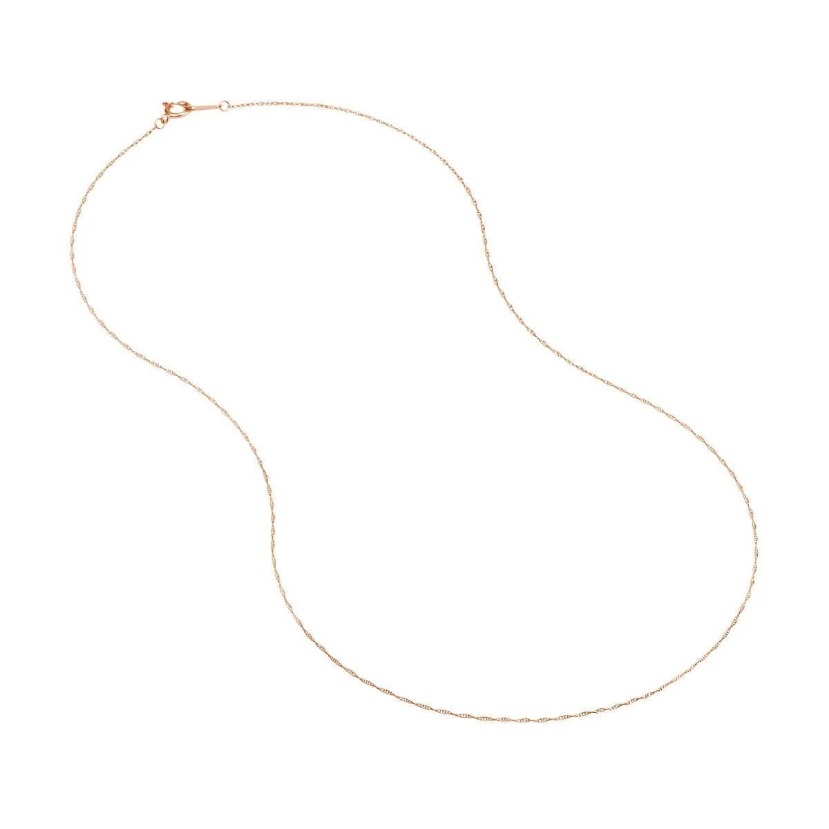 10K Gold 0.80mm Pendant Rope Chain with Spring Ring