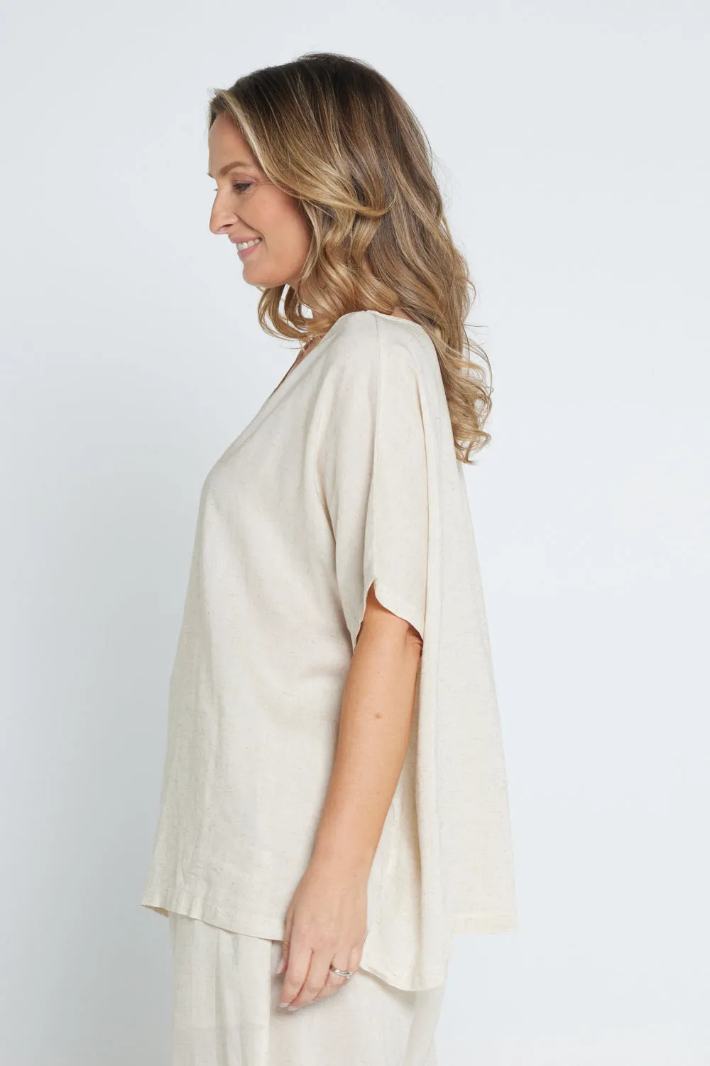 Adalee Linen Top - Flax