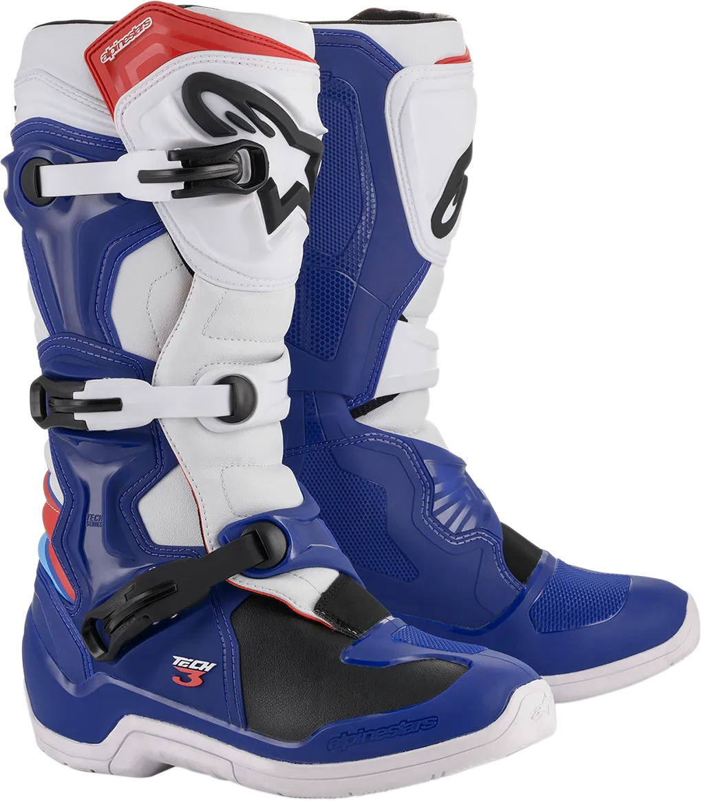 ALPINESTARS Tech 3 Boots Blue/White/Red Sz 10 2013018-723-10