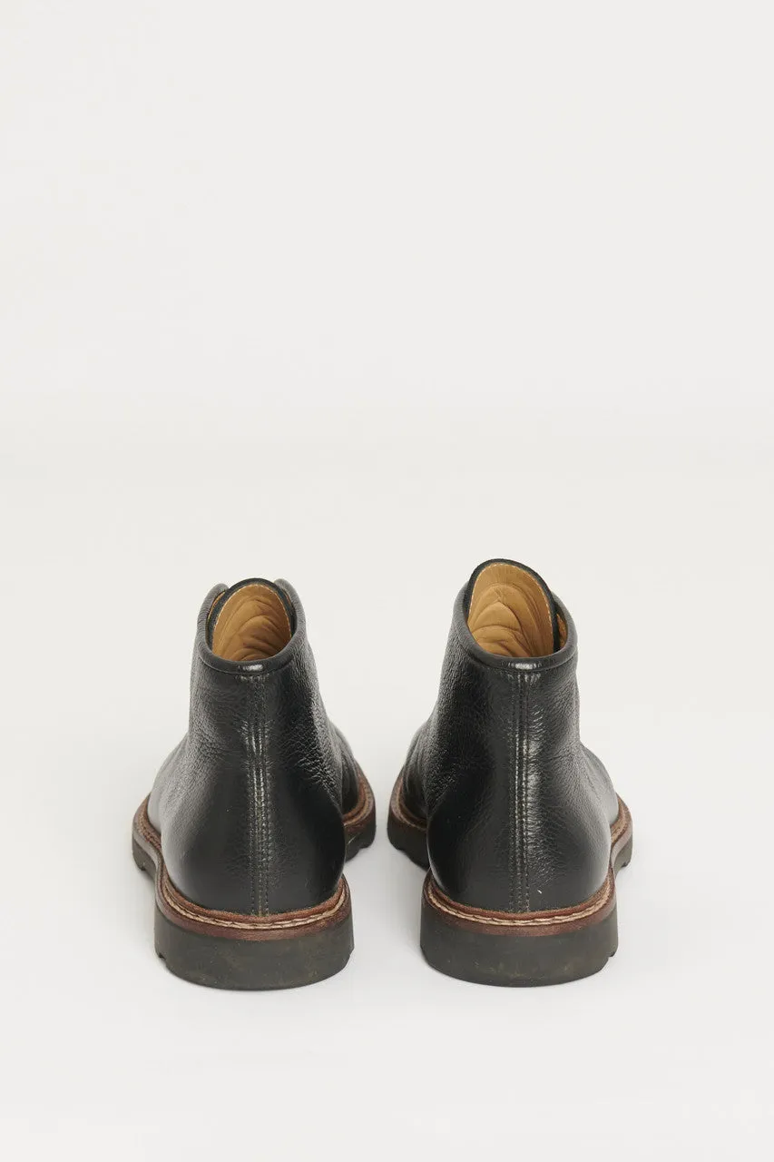 Black Pebbled Leather Zip Front Preowned Boots