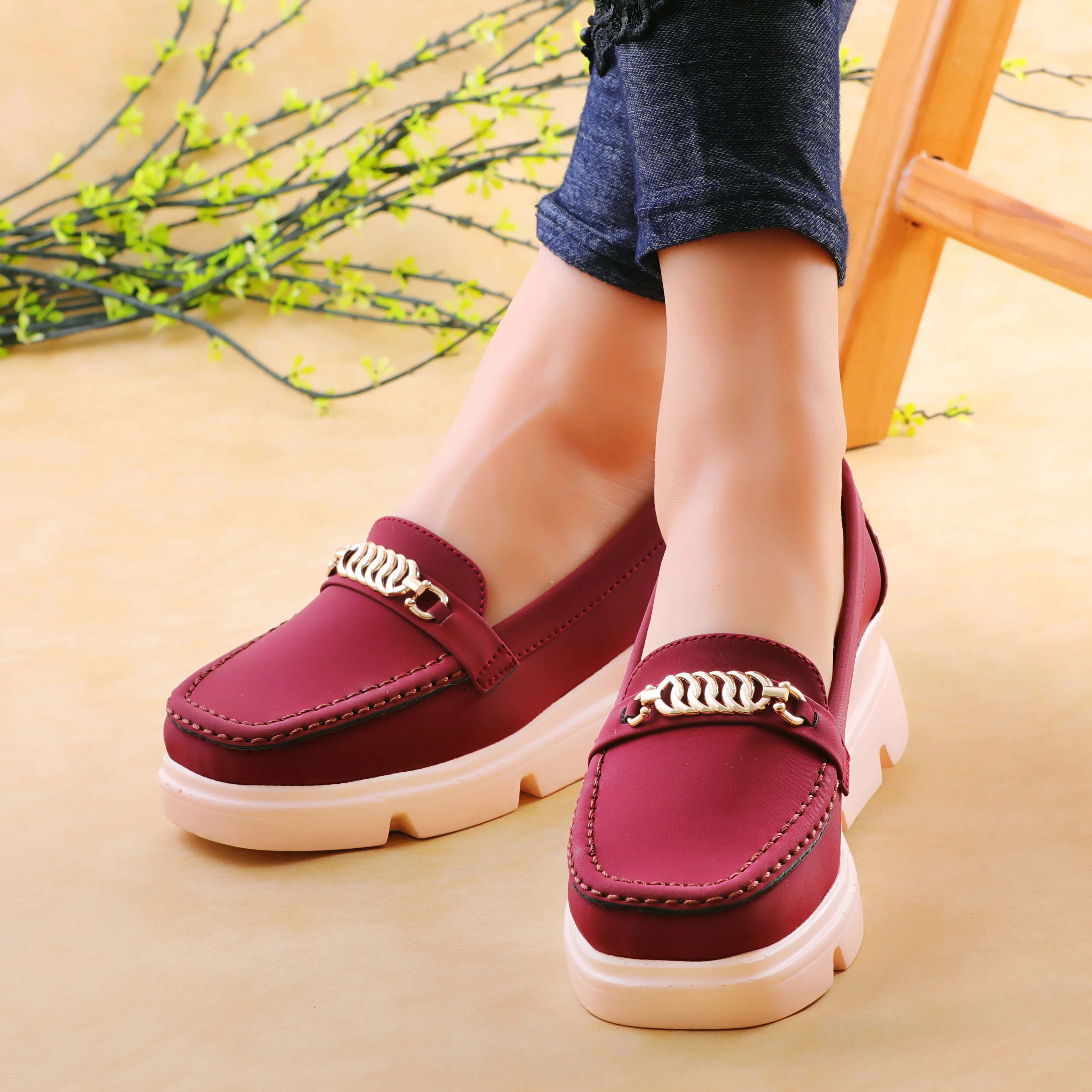 Camia Maroon women Wedge Shoes