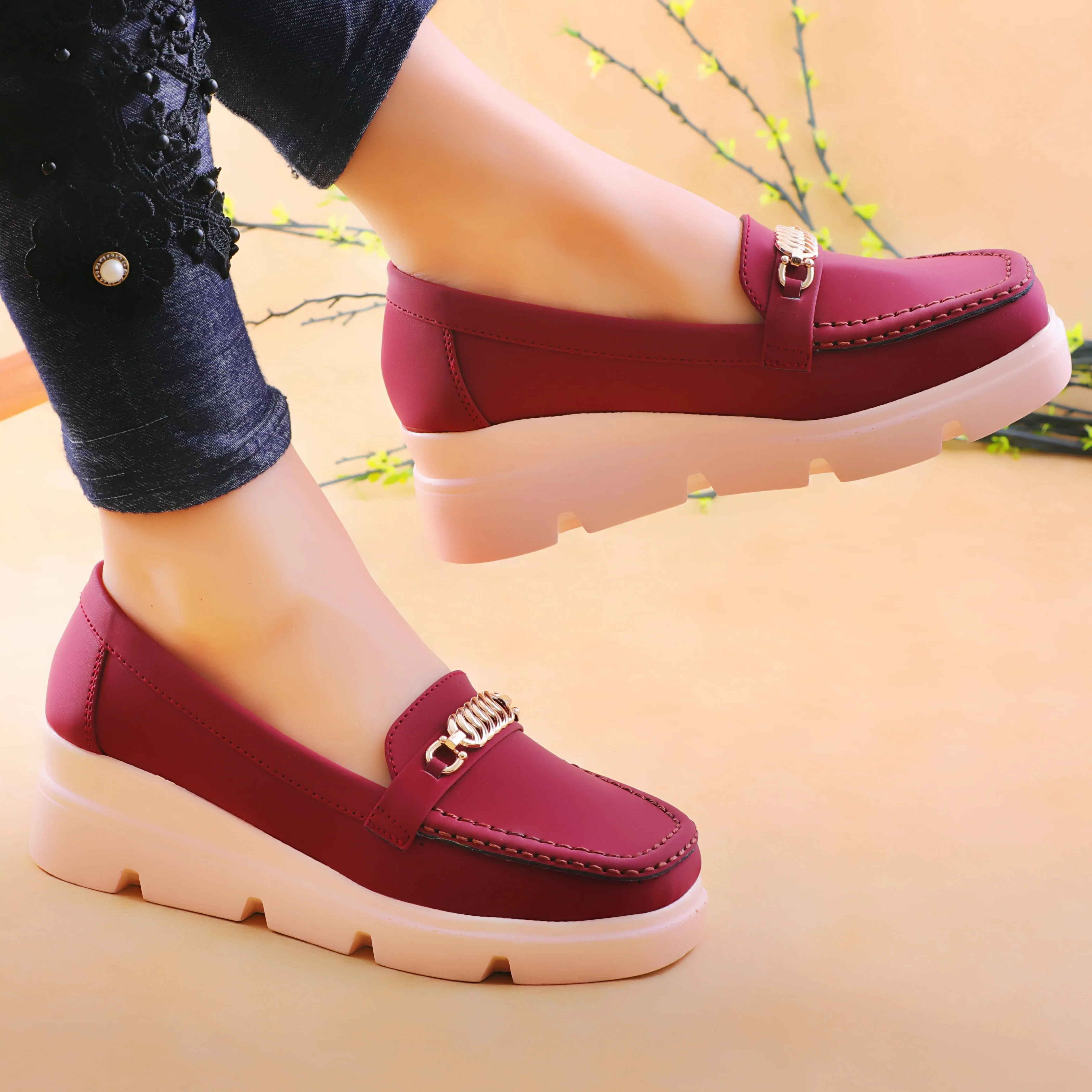 Camia Maroon women Wedge Shoes