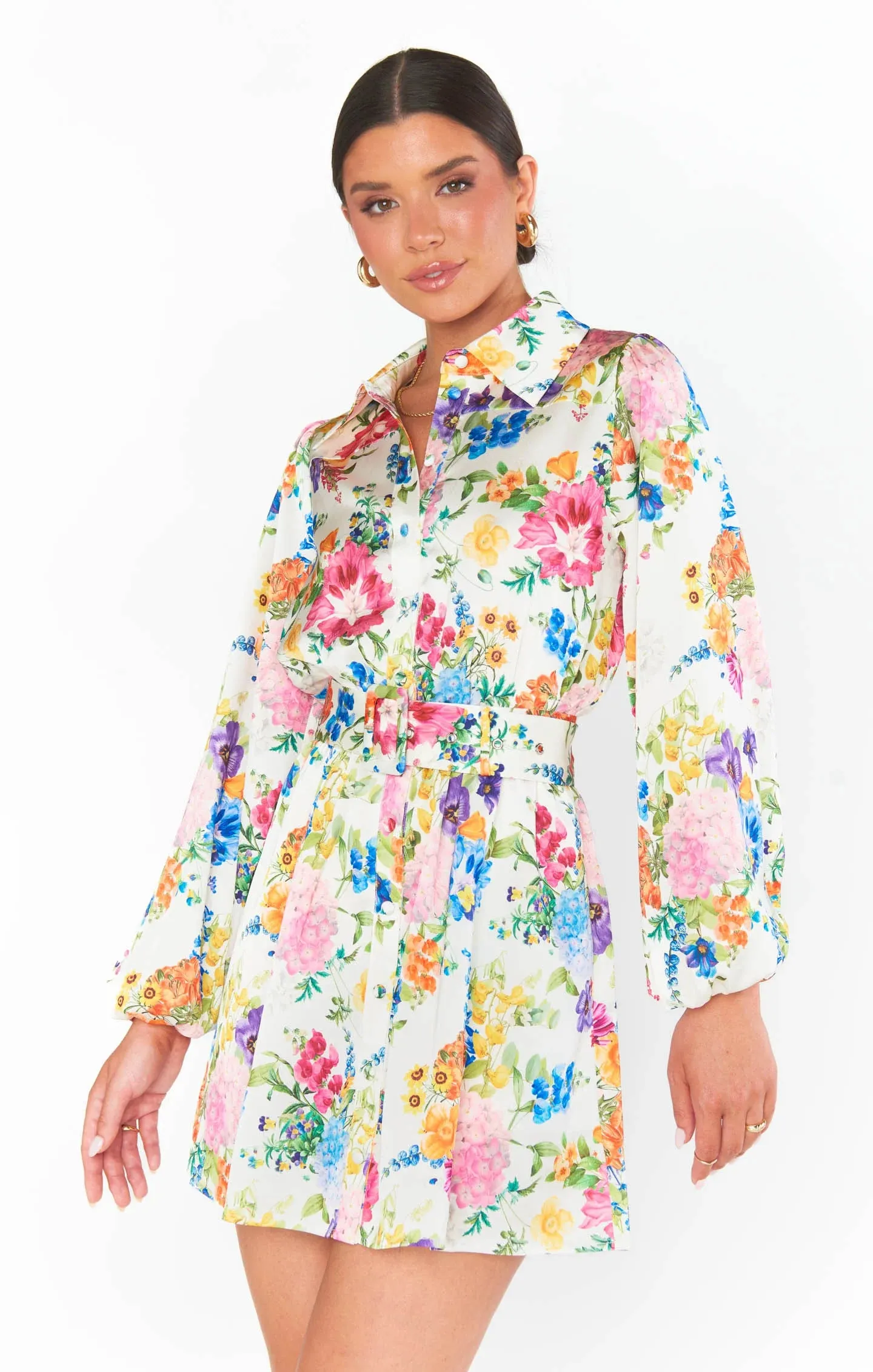 Carrie Collared Dress | Ivory Botanical Floral