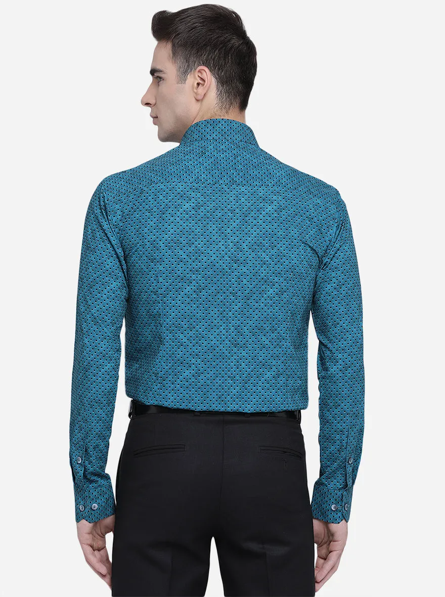 Cornflower Dotted Slim Fit Party Wear Shirt | JB Studio