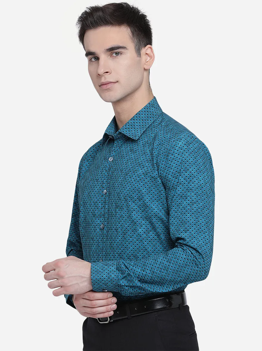 Cornflower Dotted Slim Fit Party Wear Shirt | JB Studio