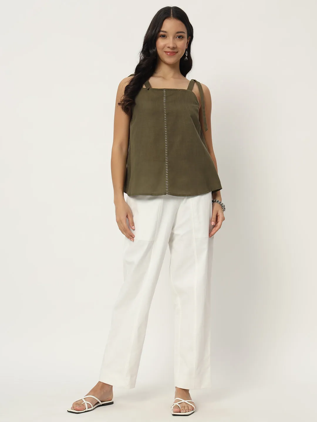 Cotton Twill Solid Trousers
