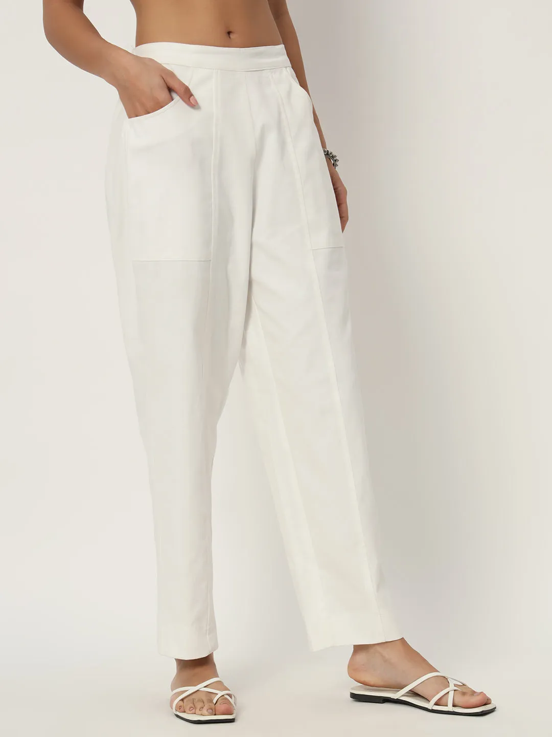 Cotton Twill Solid Trousers