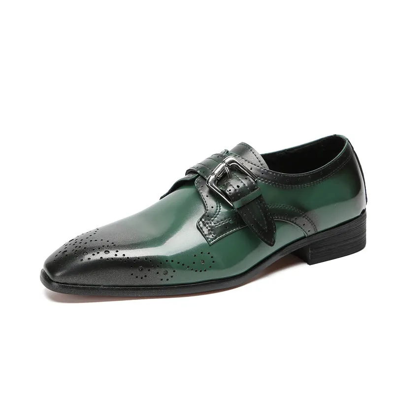 Cowhide British foreign trade large size business formal wear handmade leather shoes men's square toe Oxford shoes trendy fashion suit wedding shoes