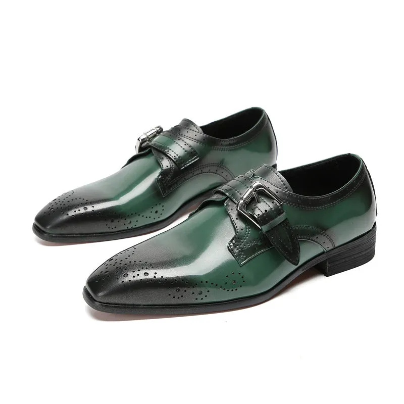 Cowhide British foreign trade large size business formal wear handmade leather shoes men's square toe Oxford shoes trendy fashion suit wedding shoes