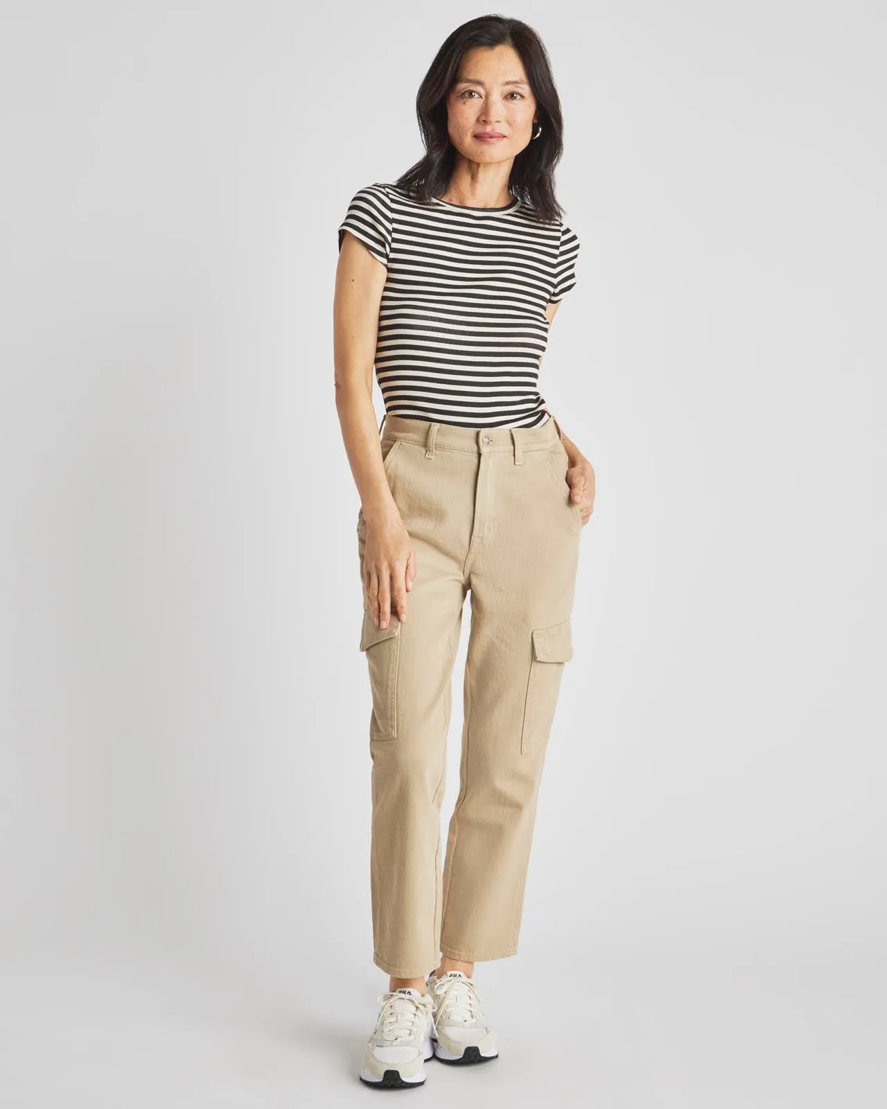Crop Denim Cargo Pant