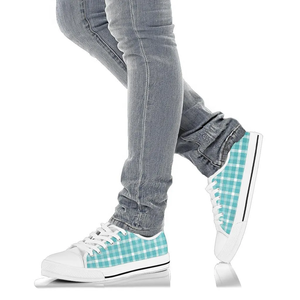 Custom Sneakers-Turquoise Plaid 114