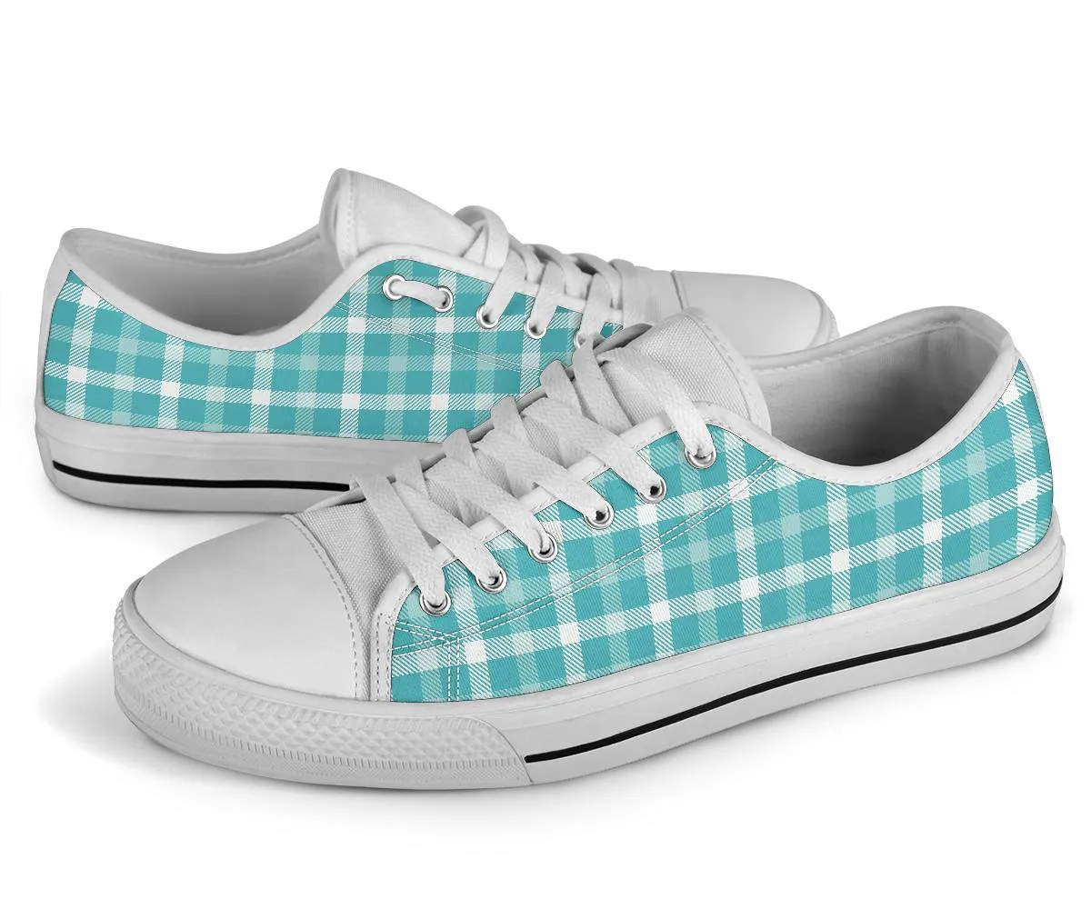 Custom Sneakers-Turquoise Plaid 114