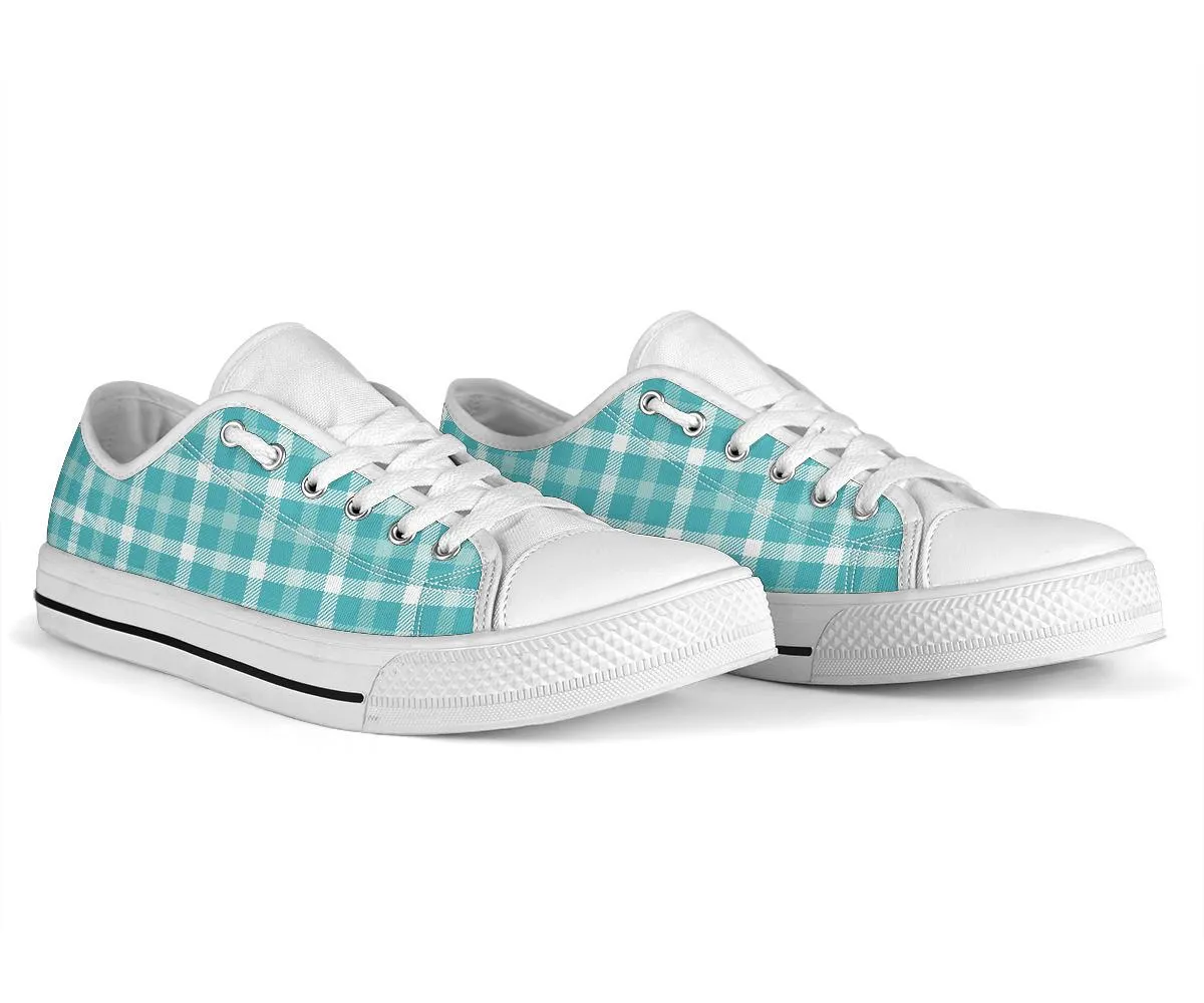 Custom Sneakers-Turquoise Plaid 114