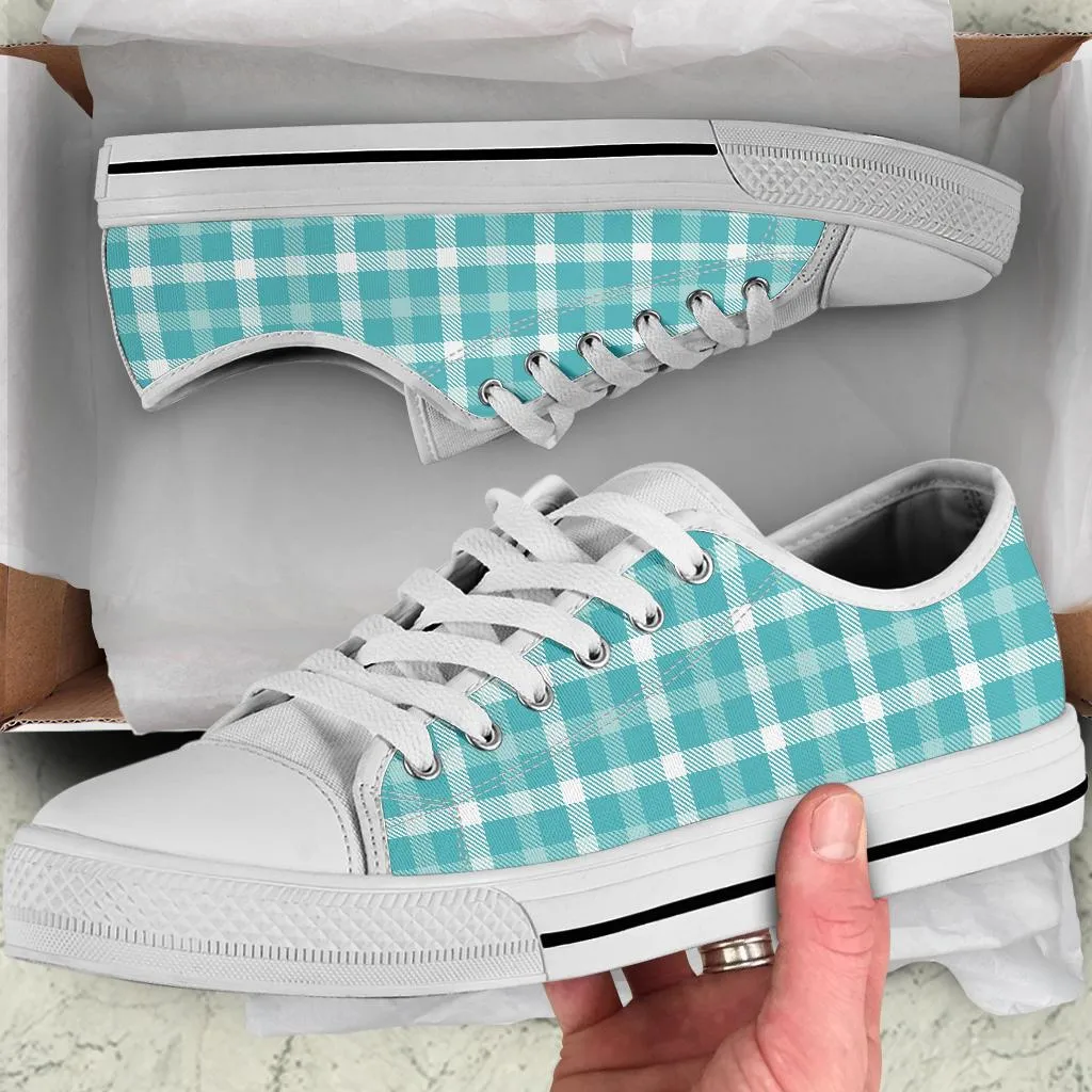 Custom Sneakers-Turquoise Plaid 114