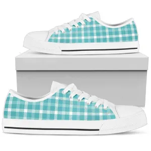 Custom Sneakers-Turquoise Plaid 114