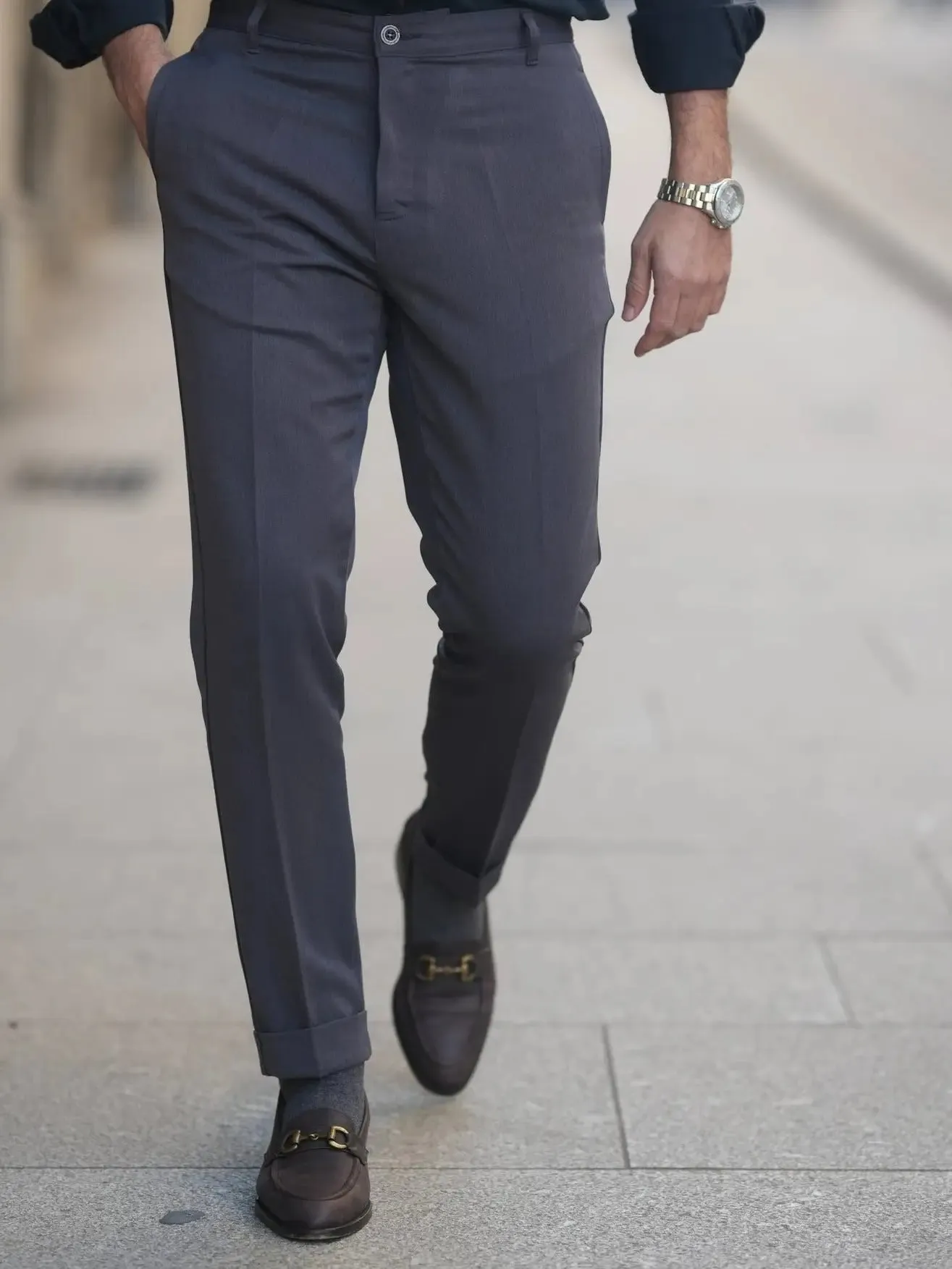 Donato Blue Grey Tapered Cut Lightweight Chino