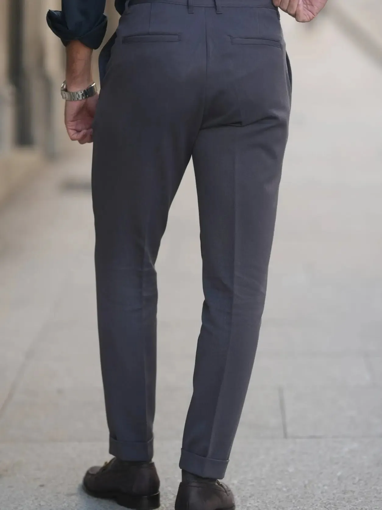 Donato Blue Grey Tapered Cut Lightweight Chino