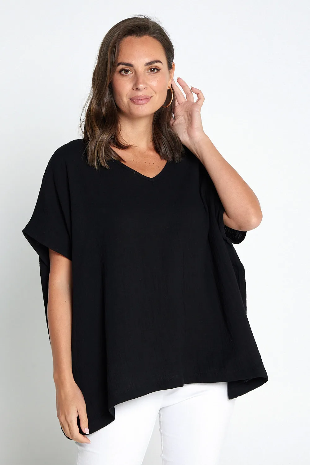 Fiji Cotton Muslin Top - Black