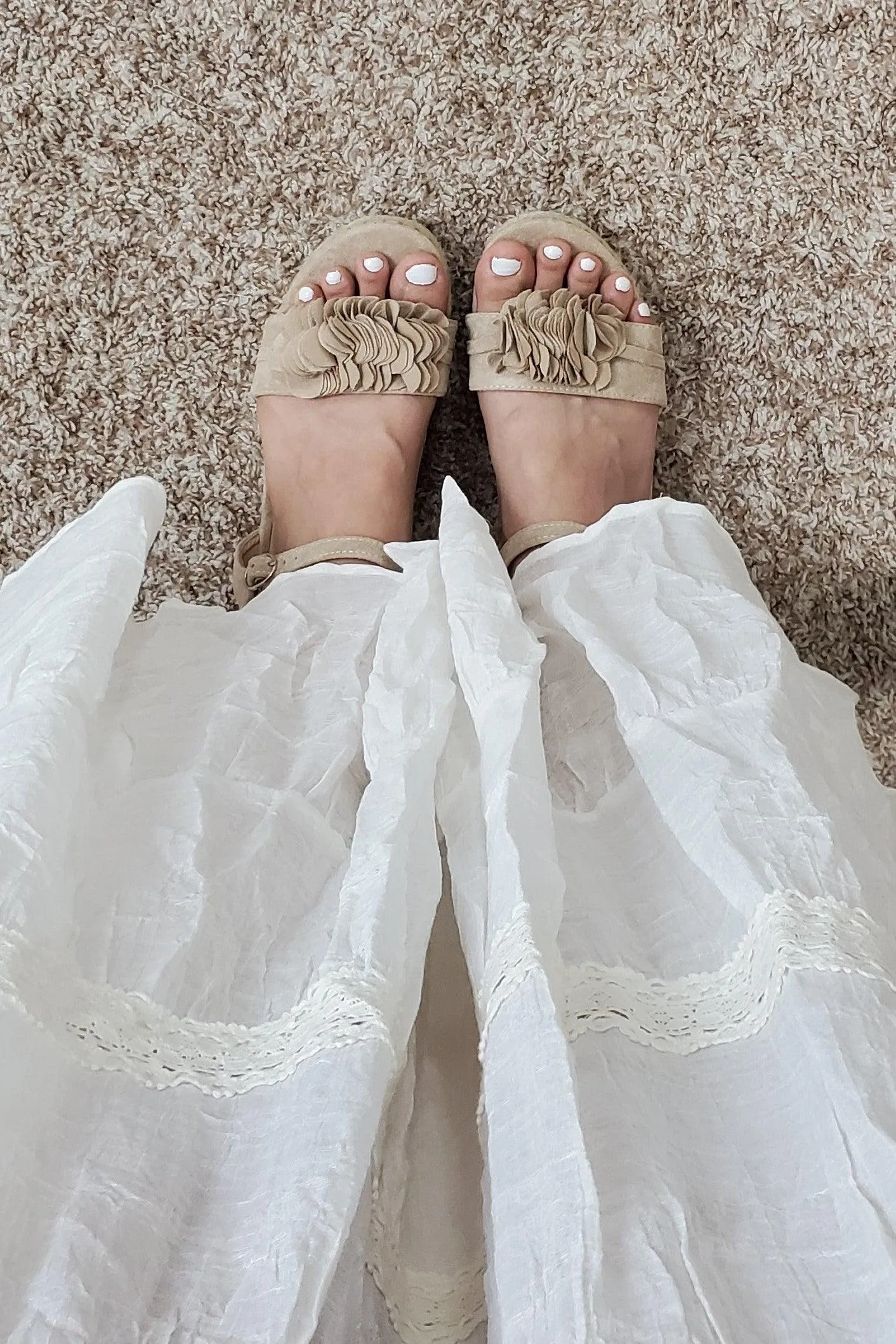 FINAL SALE - Taupe Ruffle Espadrille Sandal