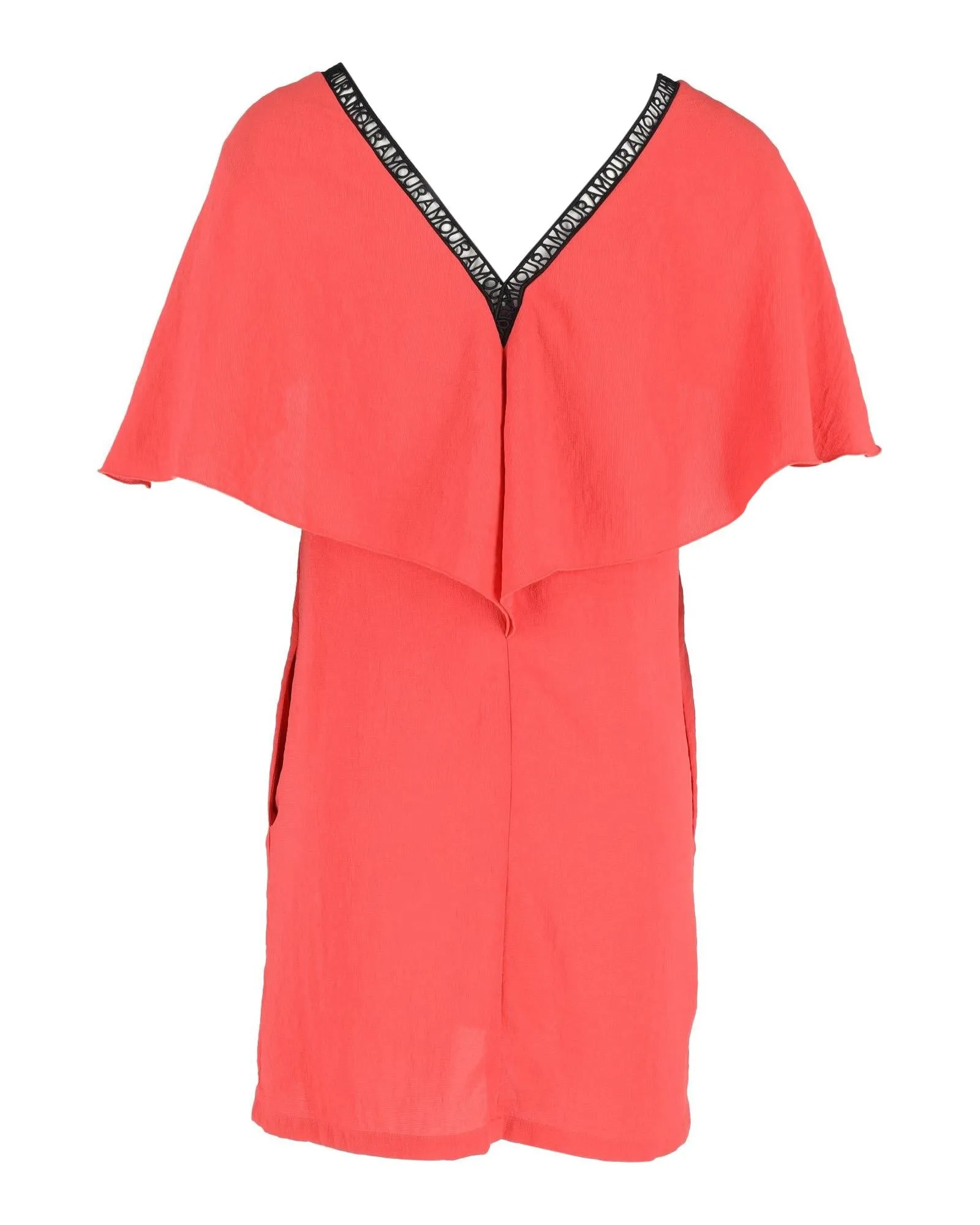 Flutter-Sleeve Red Crepe Dress