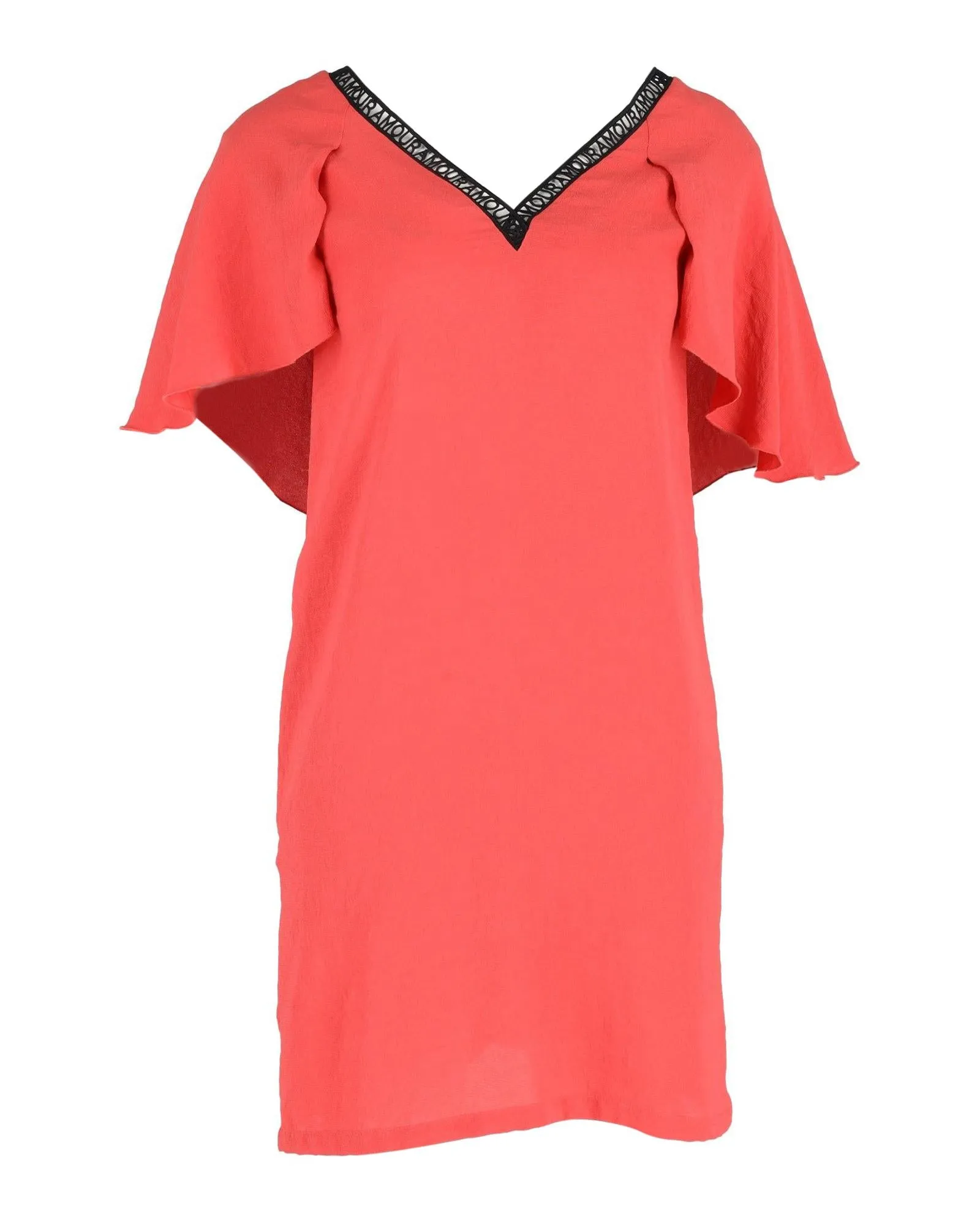 Flutter-Sleeve Red Crepe Dress