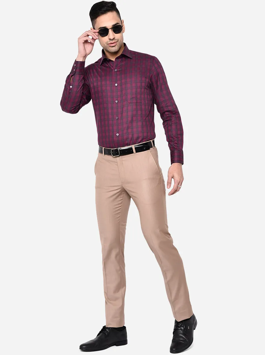 Fucshia Checked Slim Fit Formal Shirt | Metal
