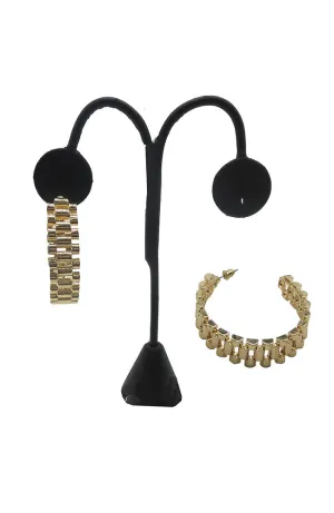 Gold Watch Chain Hoops