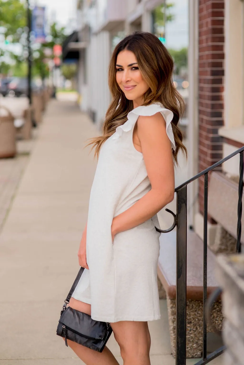 Heathered Ruffle Accented Dress