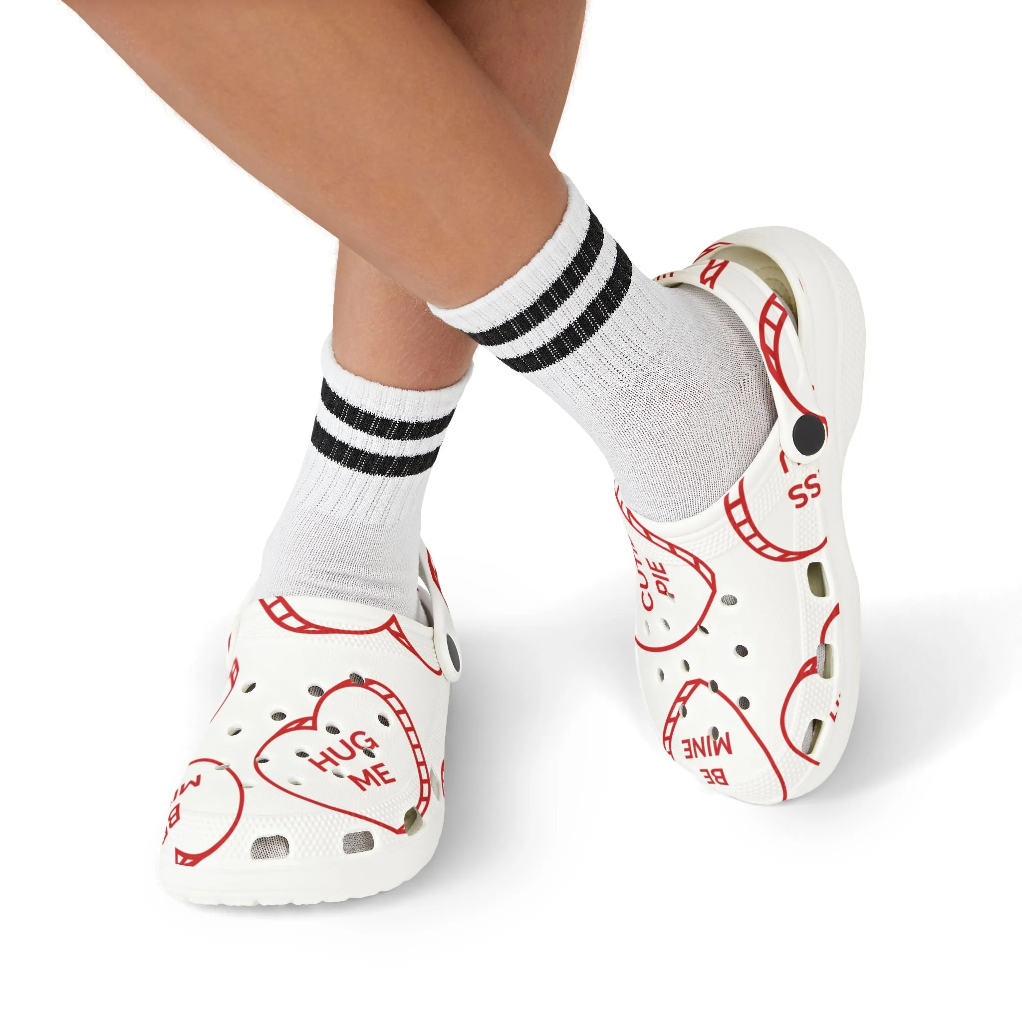 Kids Valentine’s Day Candy Heart Foam Clogs | Adorable All-Over Print with Fun Phrases