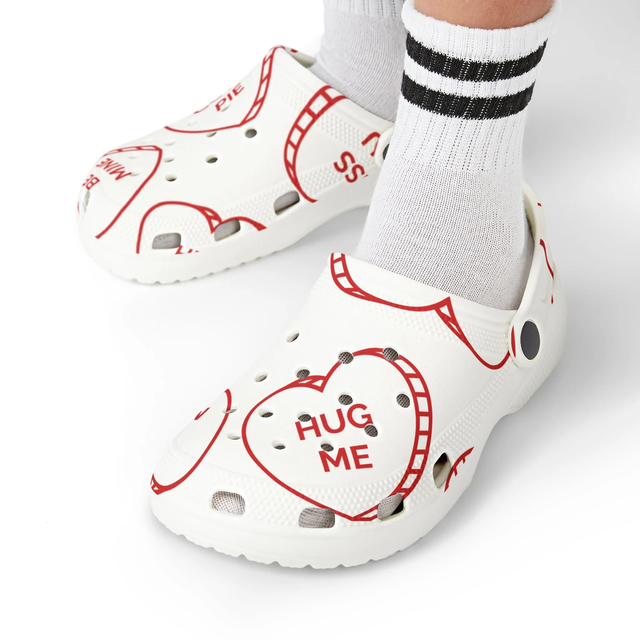 Kids Valentine’s Day Candy Heart Foam Clogs | Adorable All-Over Print with Fun Phrases