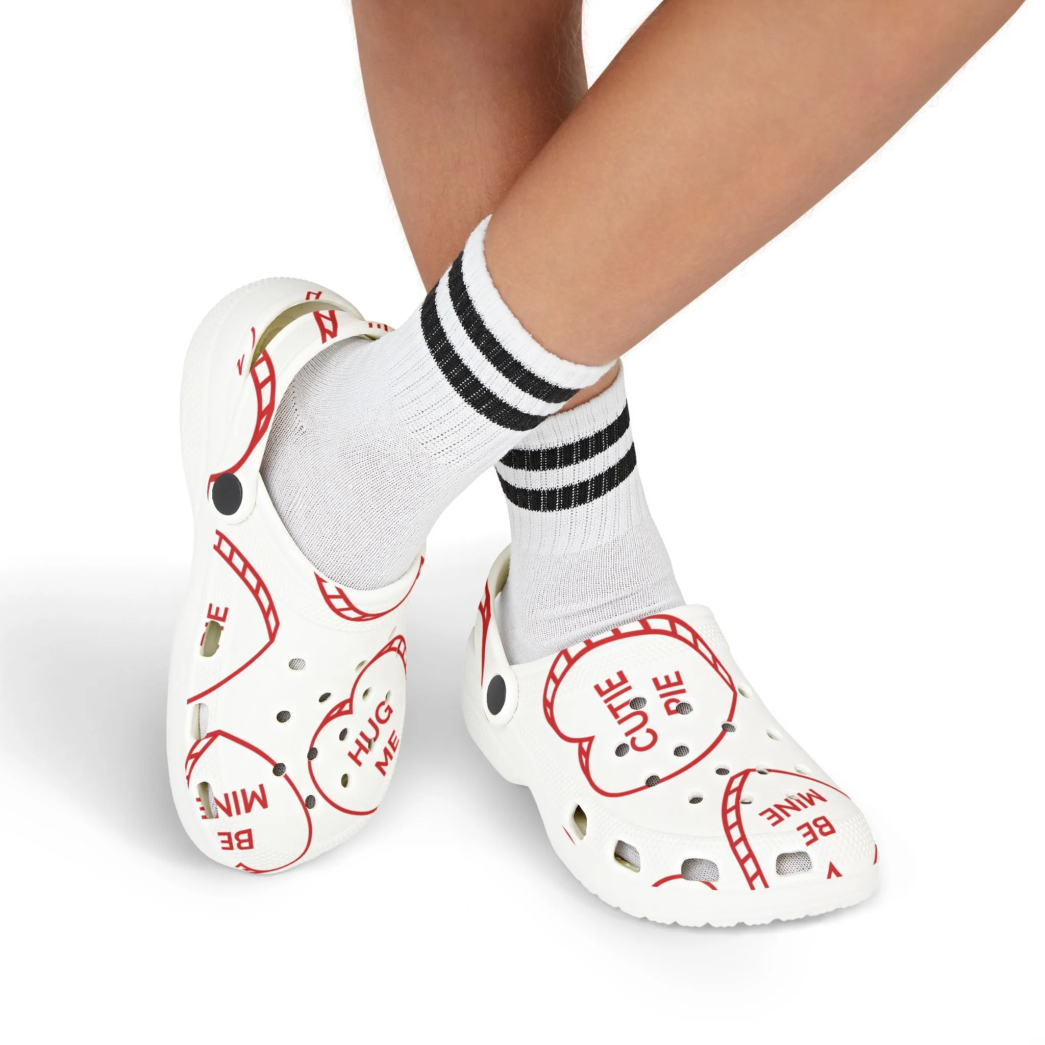 Kids Valentine’s Day Candy Heart Foam Clogs | Adorable All-Over Print with Fun Phrases