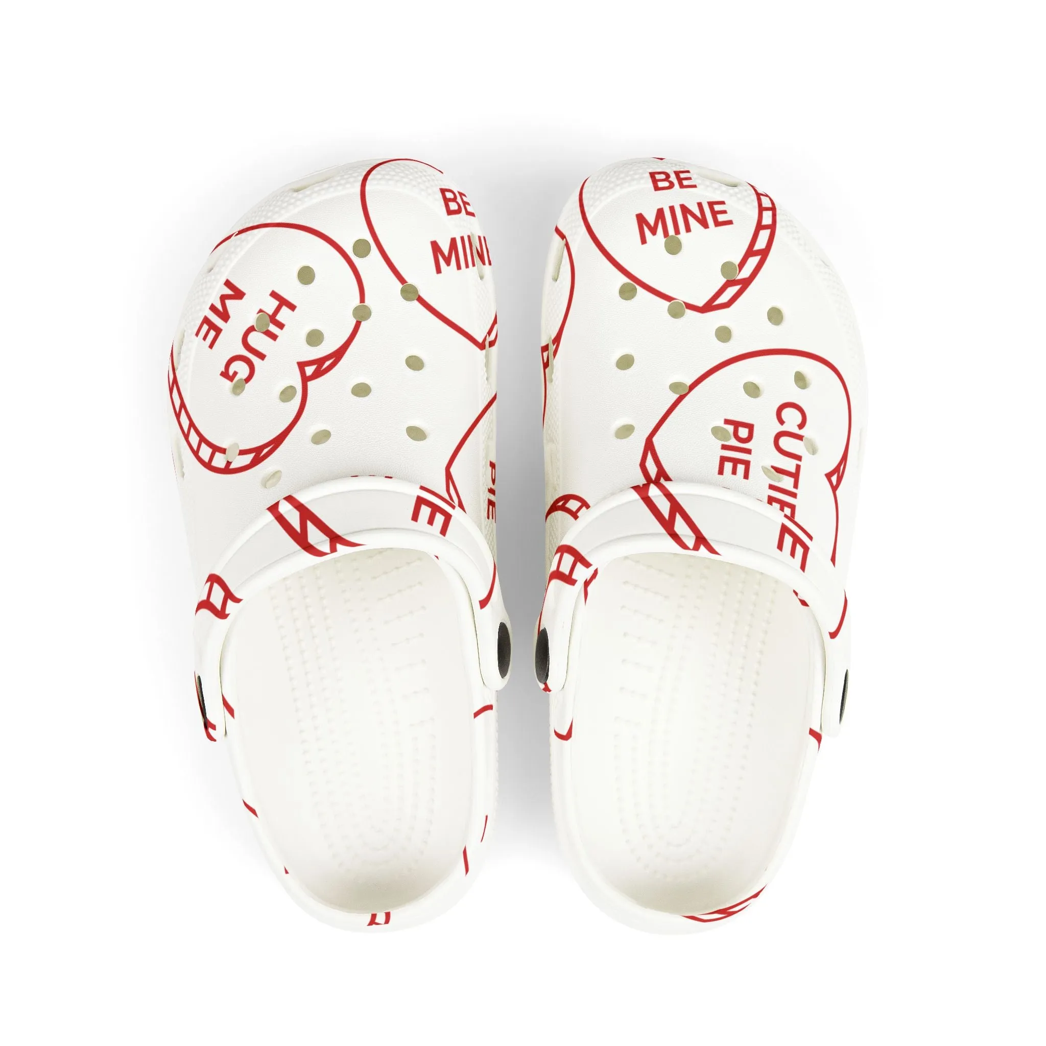 Kids Valentine’s Day Candy Heart Foam Clogs | Adorable All-Over Print with Fun Phrases