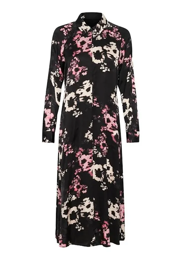 Lamiya Dress - Black Blurred Flower