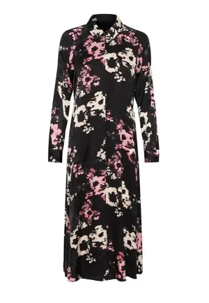 Lamiya Dress - Black Blurred Flower