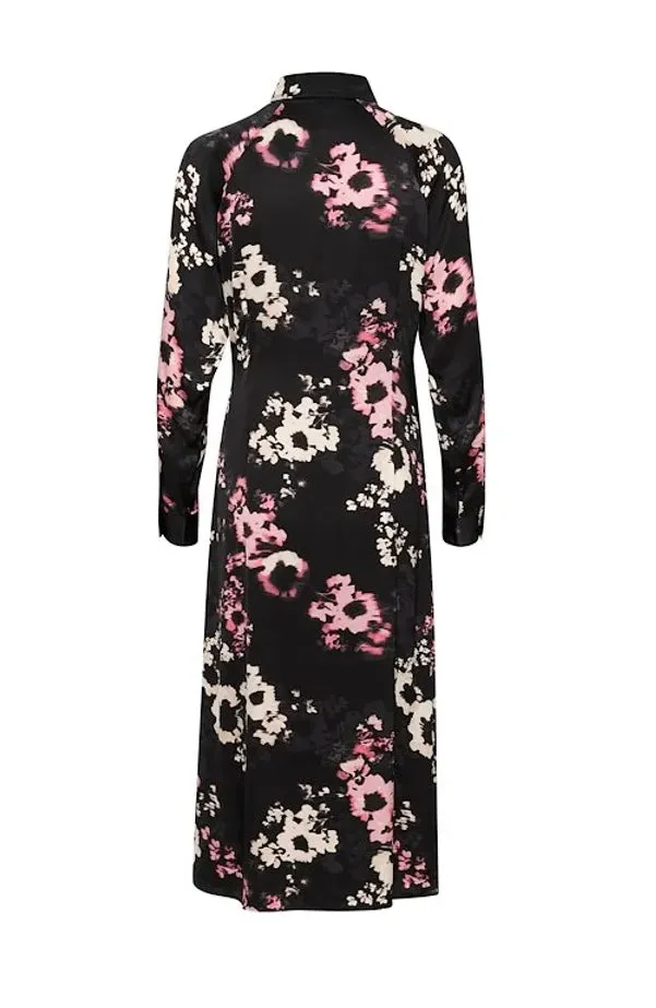 Lamiya Dress - Black Blurred Flower