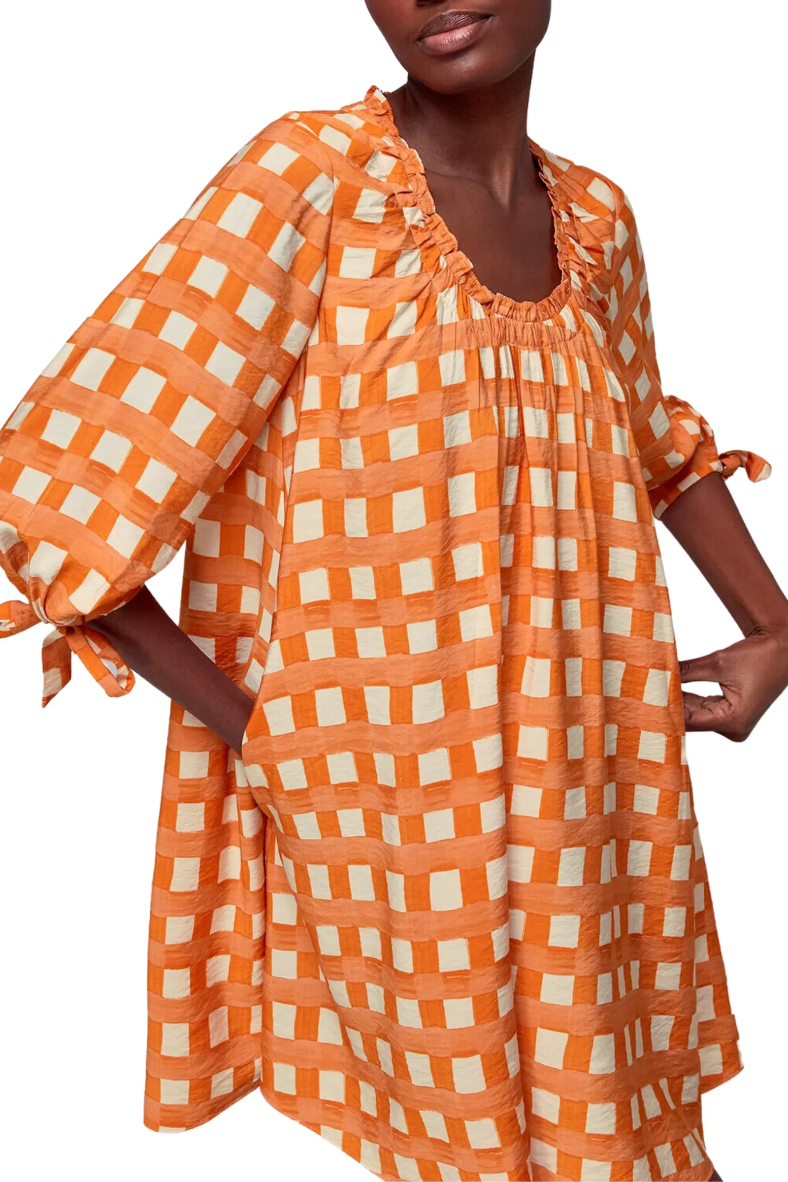 Lydia Gathered Trapeze Dress