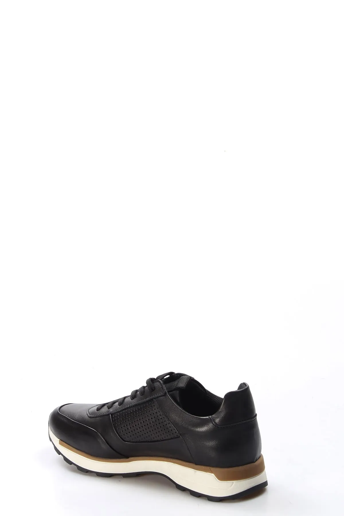 Men's Black and Brown Leather Sneakers-Wessi