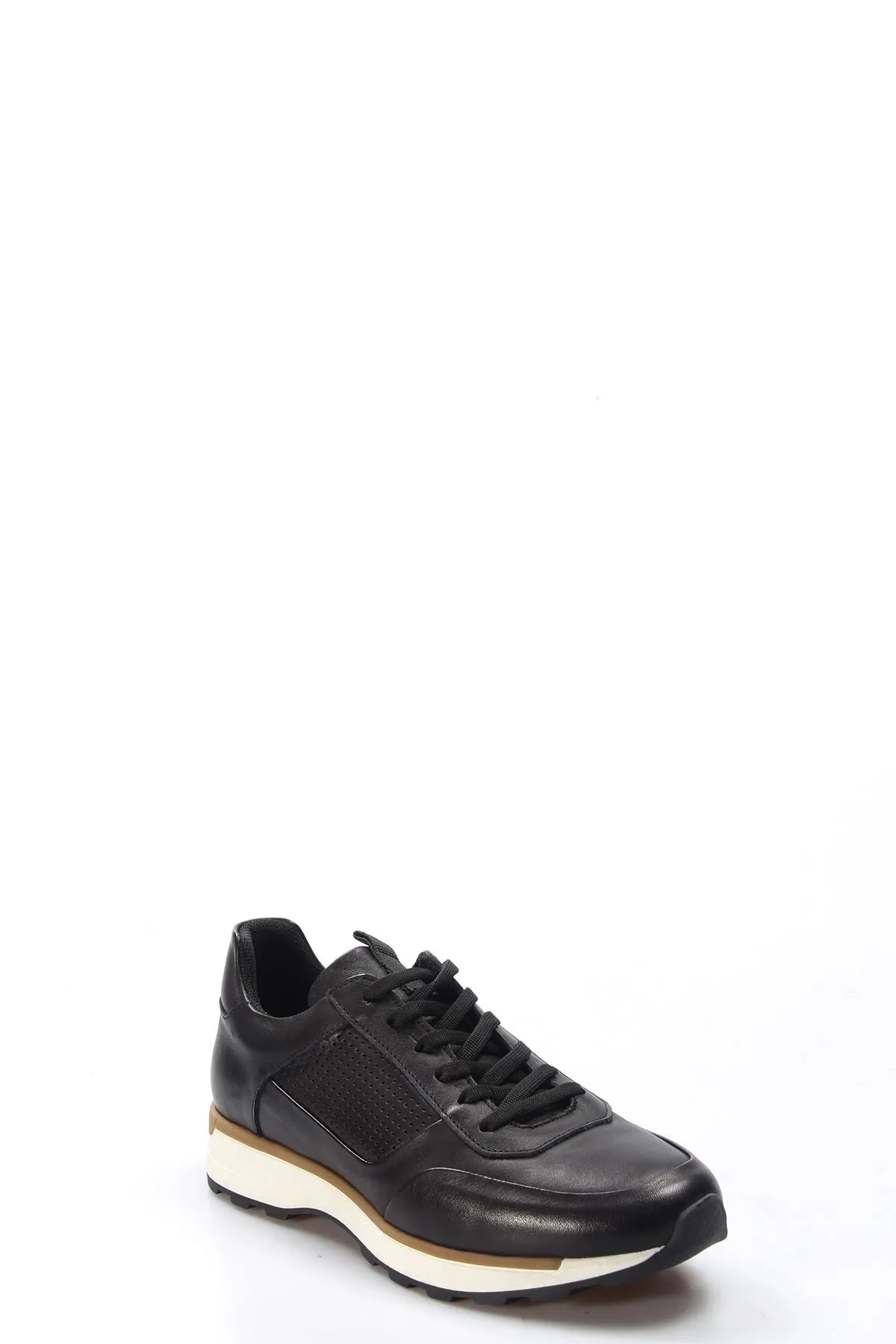 Men's Black and Brown Leather Sneakers-Wessi