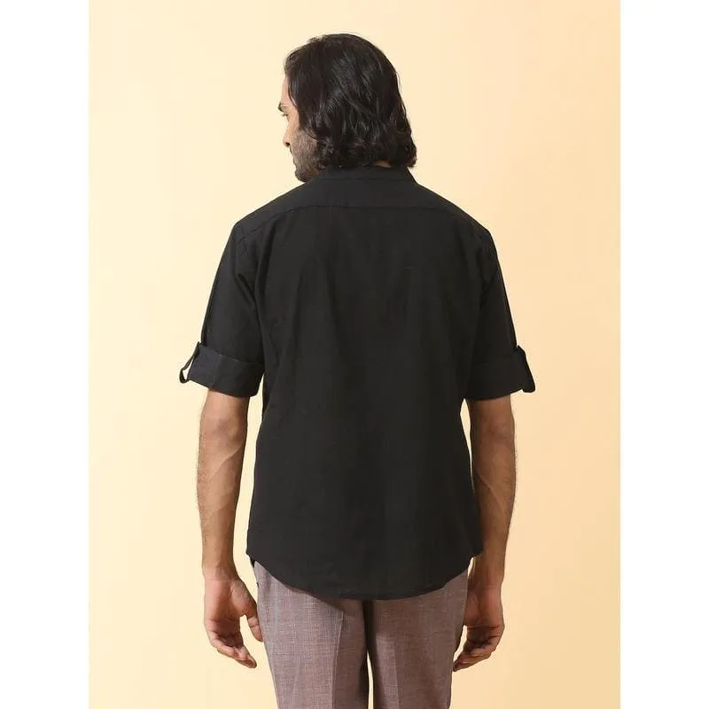 Men's Cotton Men Shirt - Black