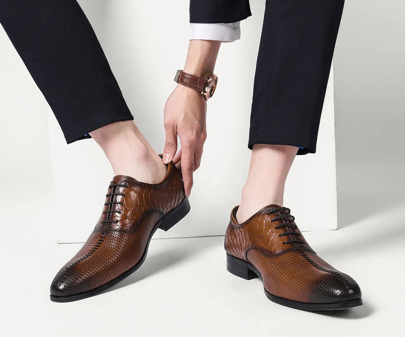 Men's Formal Leather Woven Oxfords