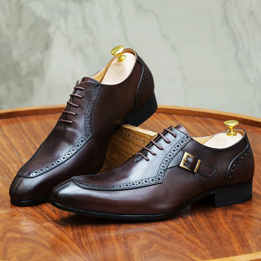 Men's Leather Shoes Leather Business Office Wedding Shoes Oxford Shoes Men's Brogue Formal Wear High