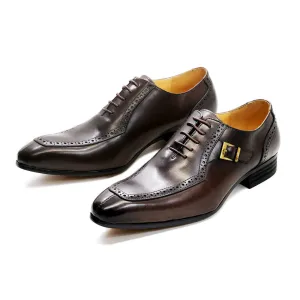 Men's Leather Shoes Leather Business Office Wedding Shoes Oxford Shoes Men's Brogue Formal Wear High