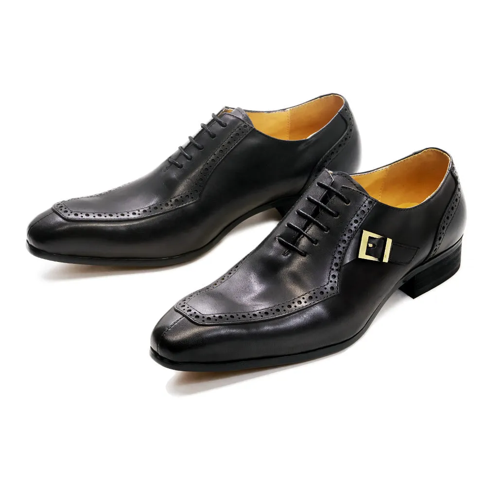 Men's Leather Shoes Leather Business Office Wedding Shoes Oxford Shoes Men's Brogue Formal Wear High
