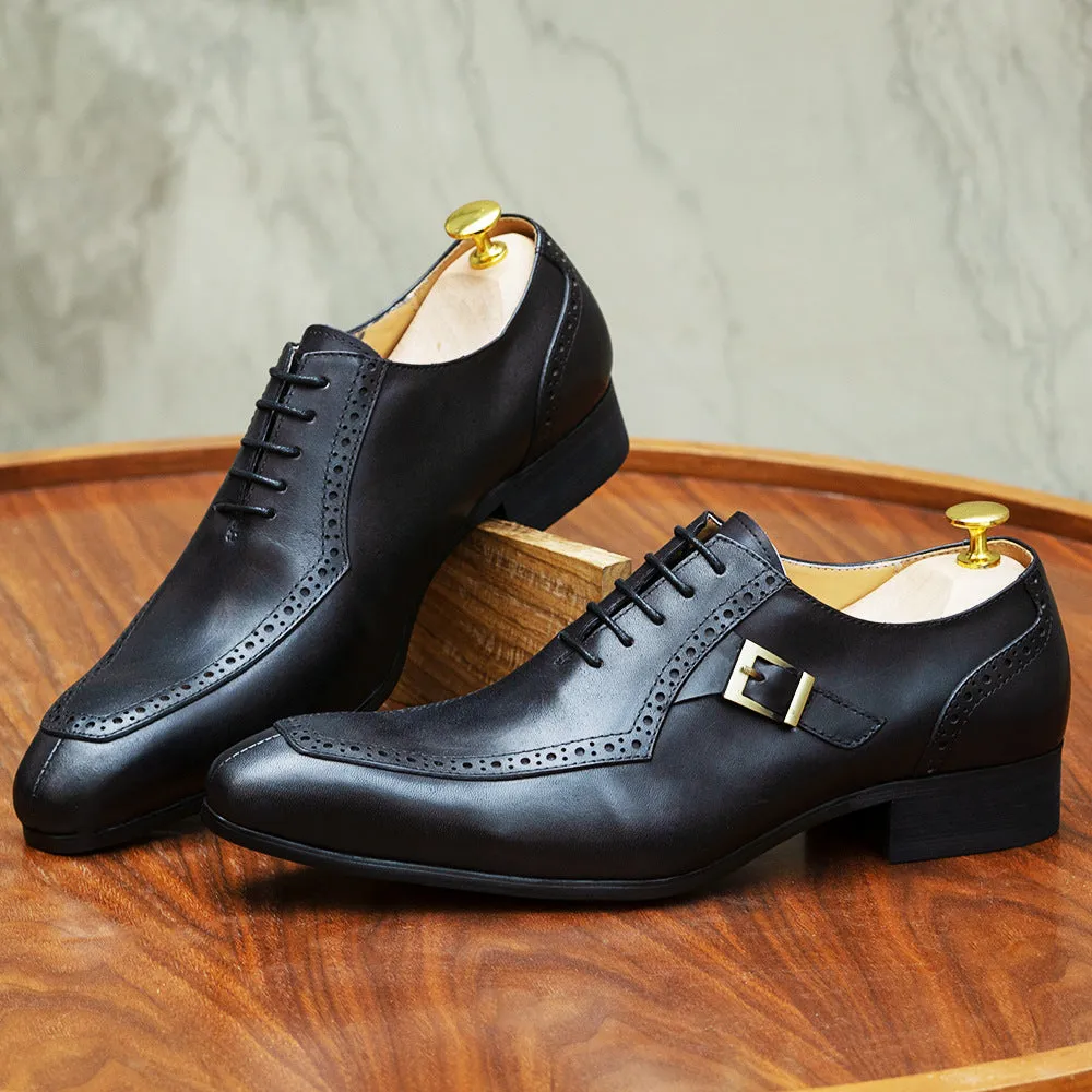 Men's Leather Shoes Leather Business Office Wedding Shoes Oxford Shoes Men's Brogue Formal Wear High