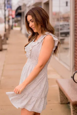 Micro Dots Ruffle Accented Dress