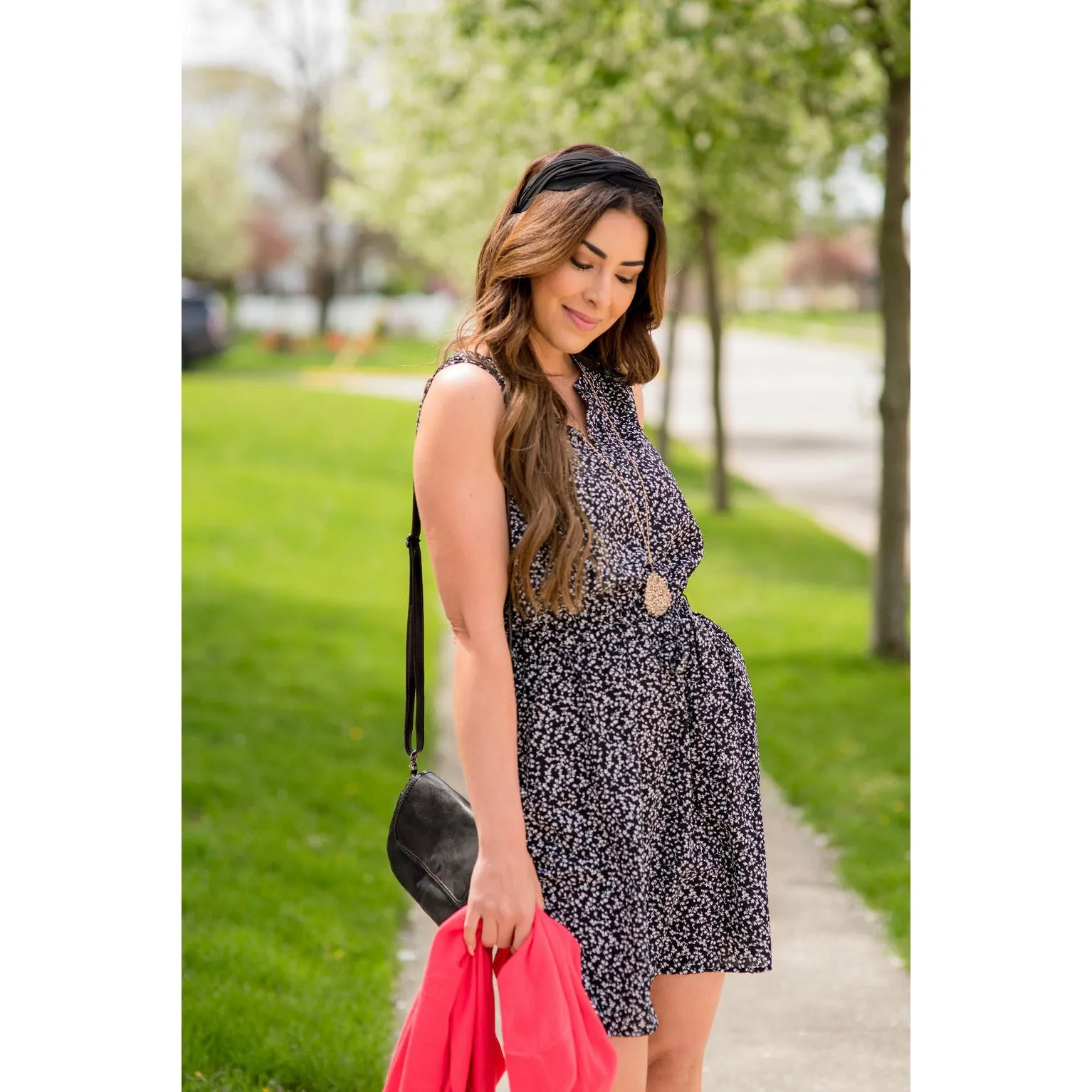 Mini Floral Tie Waist Tank Dress
