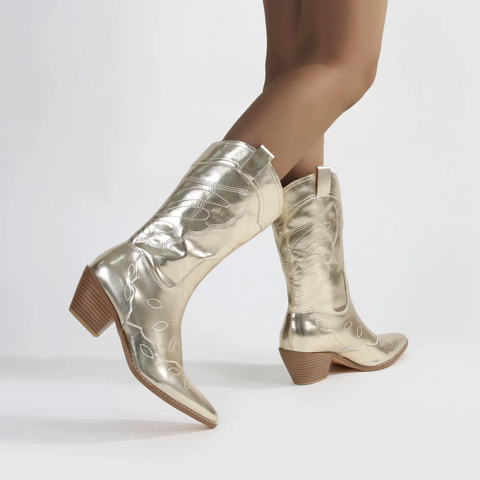 Myrtle Metallic Finish Western Cowboy Boots