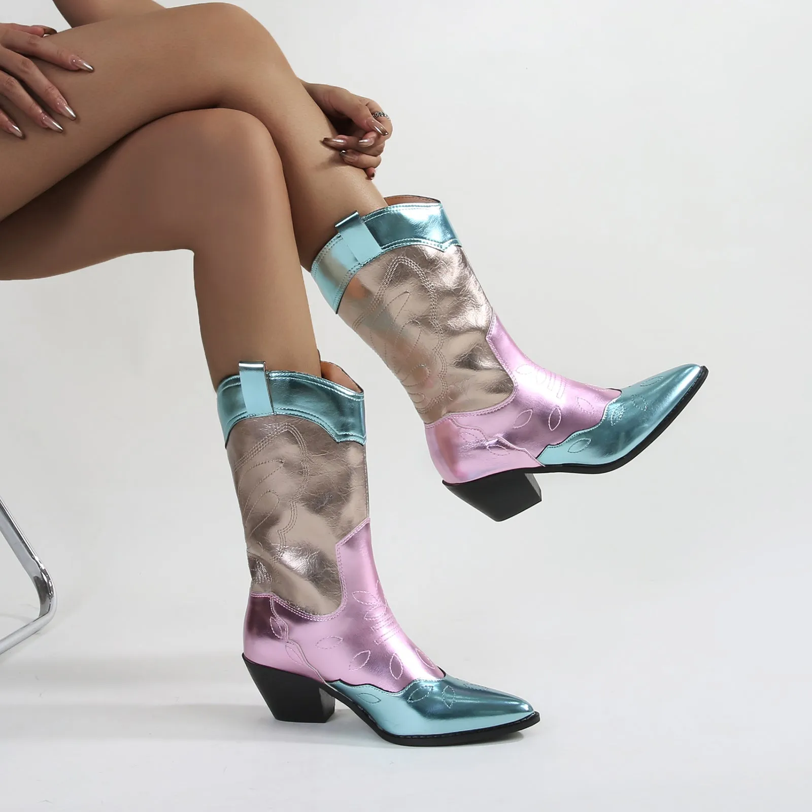 Myrtle Metallic Finish Western Cowboy Boots