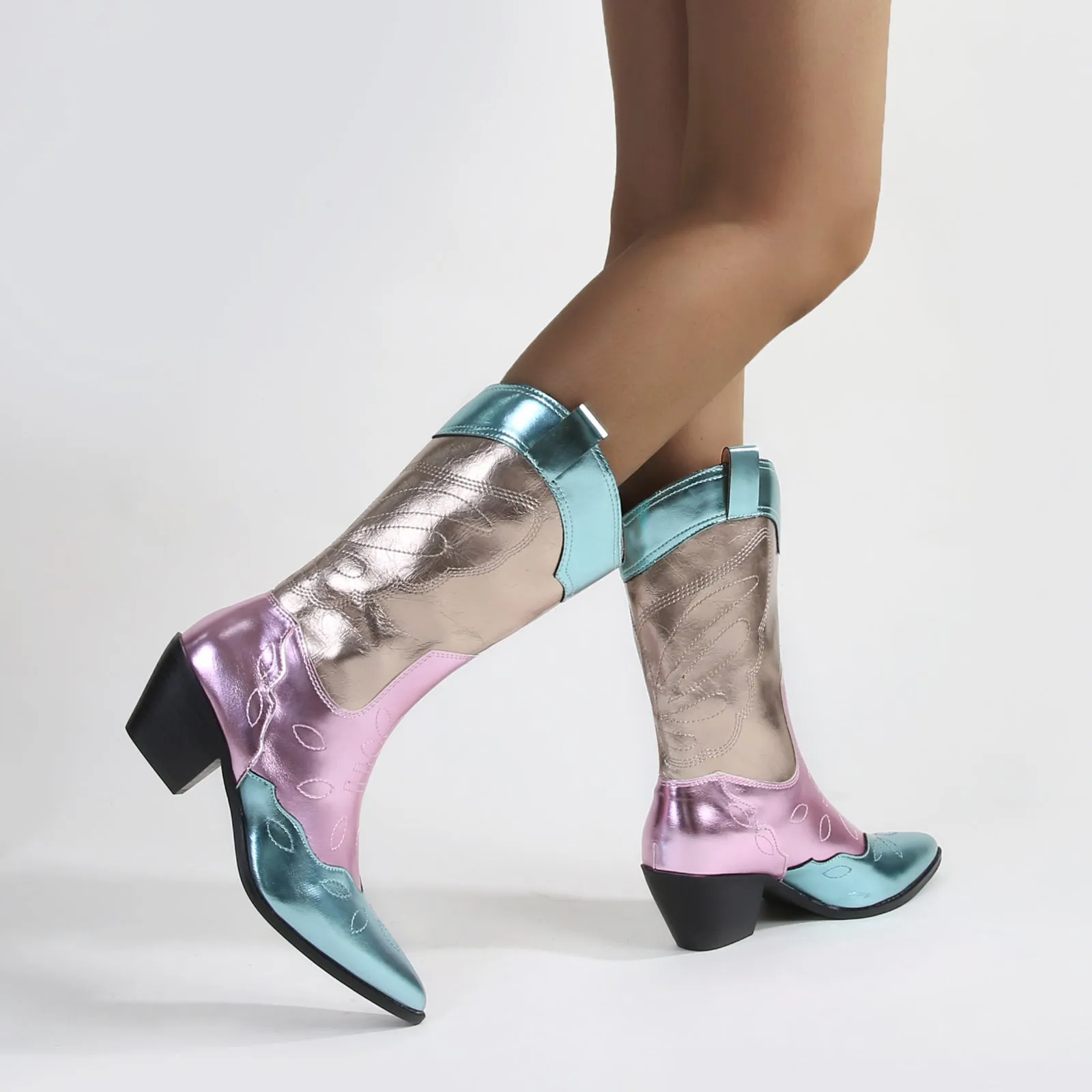 Myrtle Metallic Finish Western Cowboy Boots