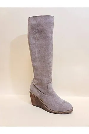 NAVAEH Suede Tall Boots, Taupe